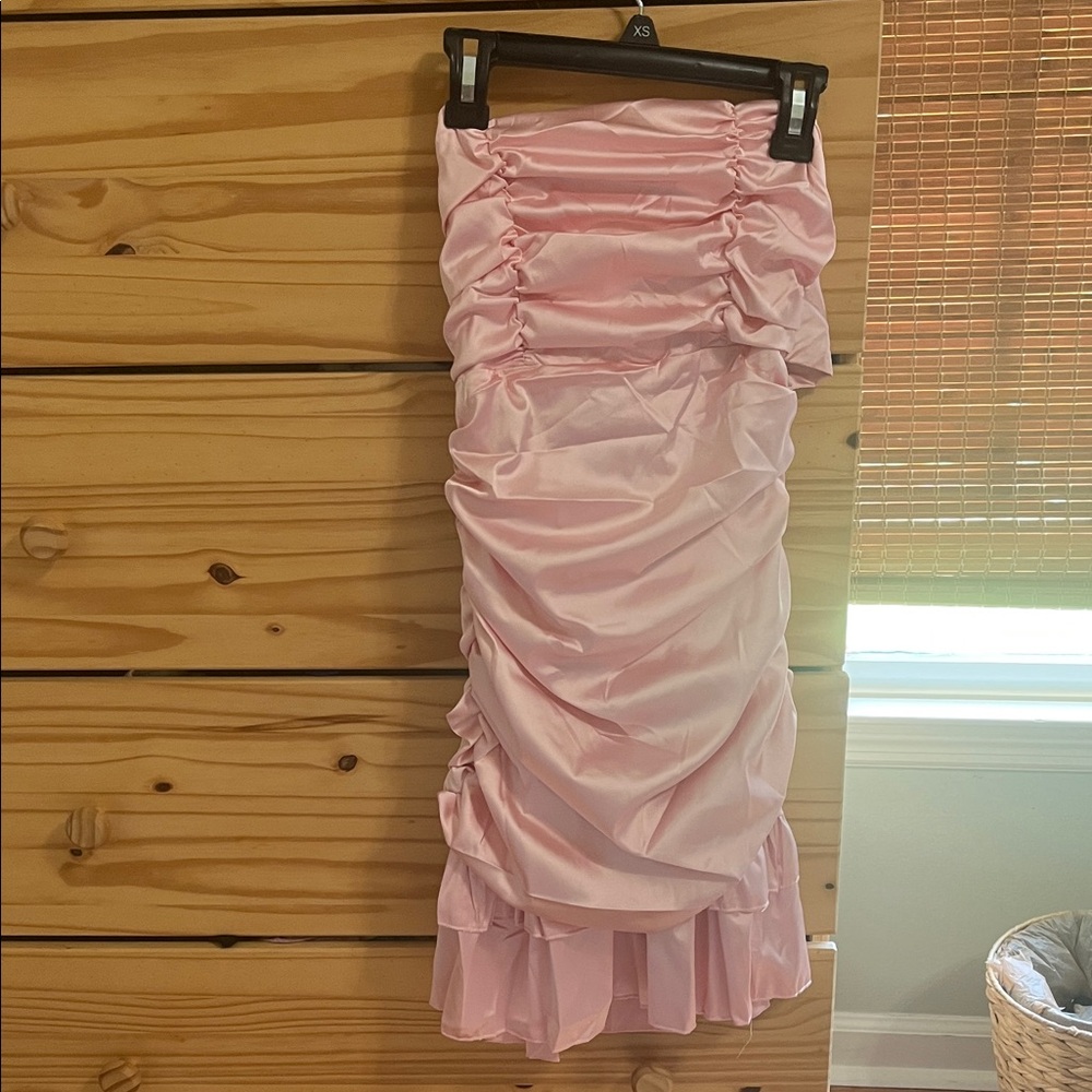 Elegant Pink Ruched Dress